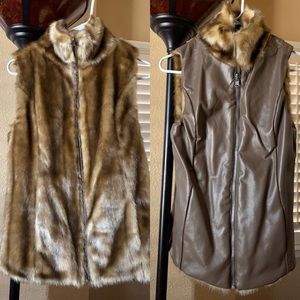 REVERSIBLE faux fur and leather vest NWT